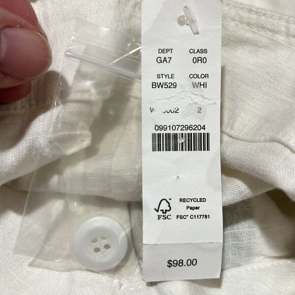 j. crew bw529 Seaside Cargo Pant Linen Lyocell White Utility Pockets  size 2 NWT - Picture 6 of 9